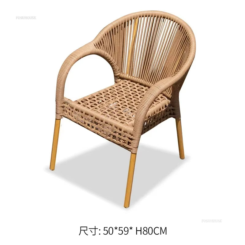 Courtyard Outdoor Garden Chairs Leisure Dining Chair Aluminum Alloy Rope Chairs Villa Garden Waterproof Sunscreen Outdoor Chairs