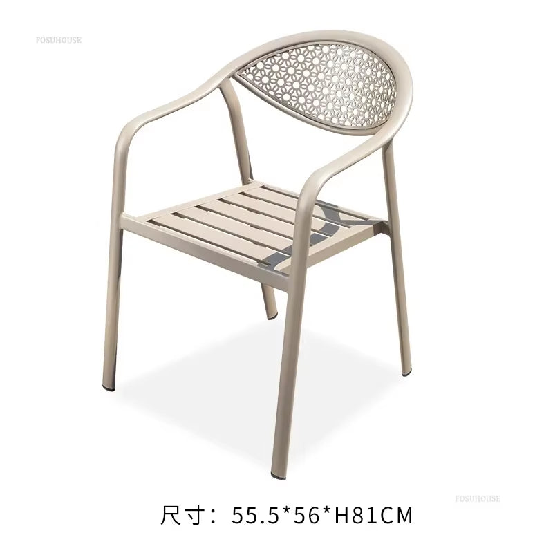 Courtyard Outdoor Garden Chairs Leisure Dining Chair Aluminum Alloy Rope Chairs Villa Garden Waterproof Sunscreen Outdoor Chairs