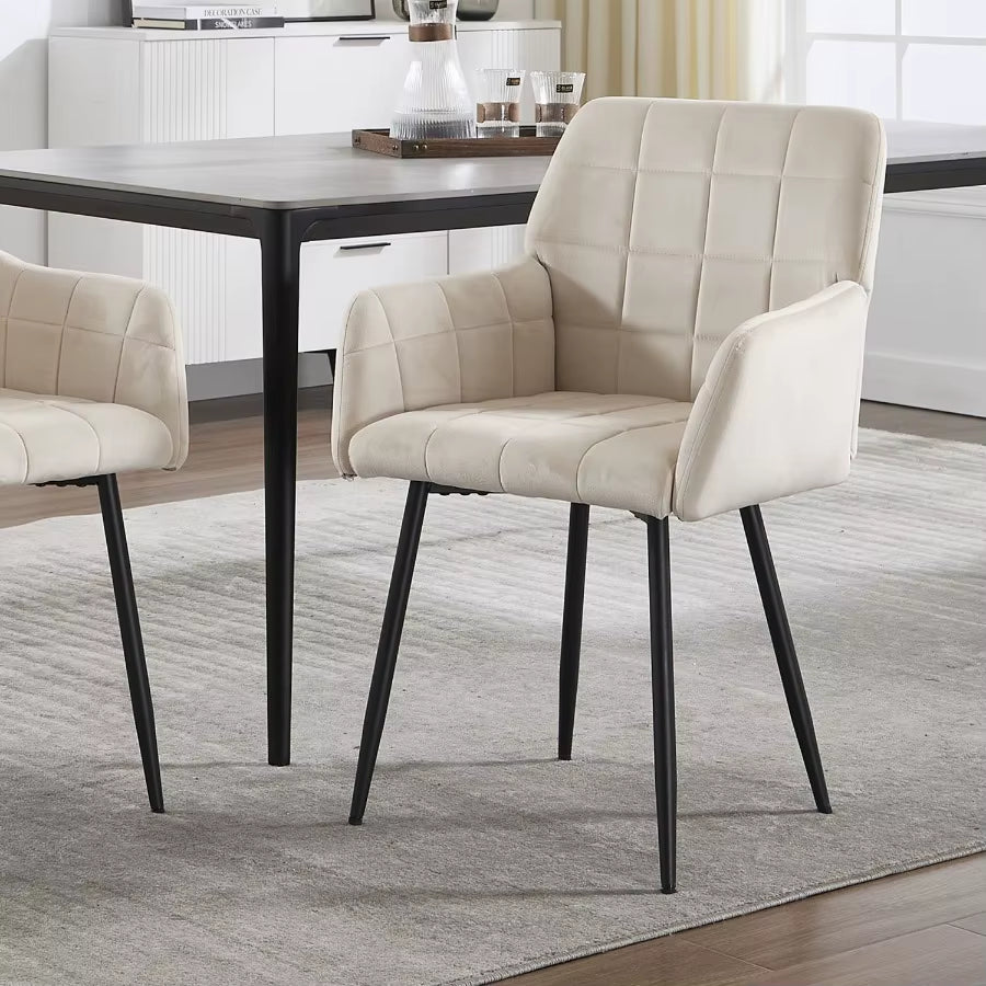 Dining Chairs Set of 2 Upholstered Kitchen Chairs with Comfortable Seat Velvet Dining Chairs with Armrests Easy to Assemble And