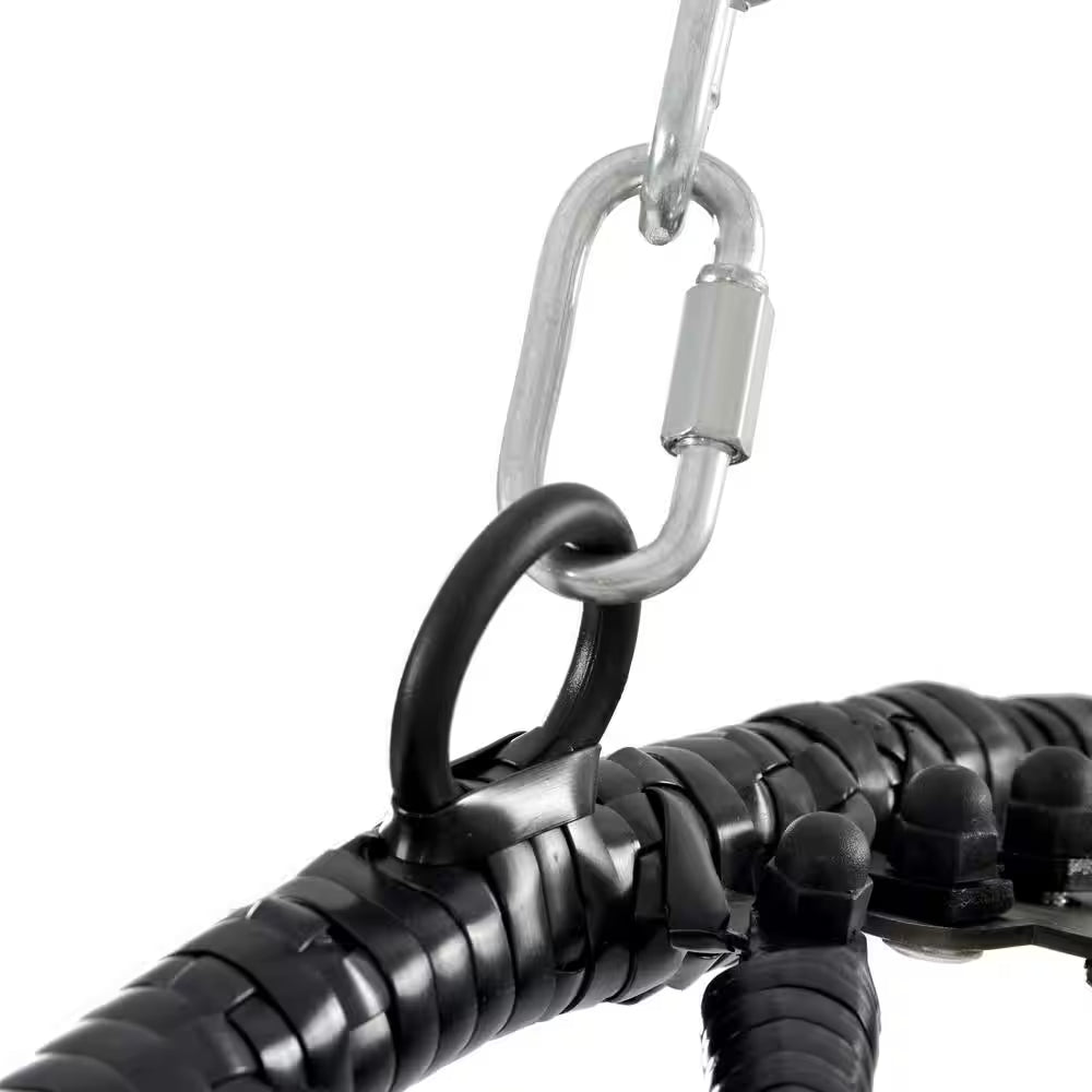 Indoor and Outdoor Metal Patio Swing Chairs with Brackets, Egg Chairs, Hanging Basket Chairs, with Blue Cushion