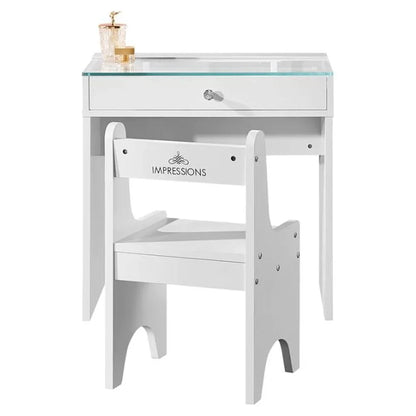 Impressions Vanity Slaystation Little Princess Vanity Set, Vanity Table with Mirror & Chair (White)