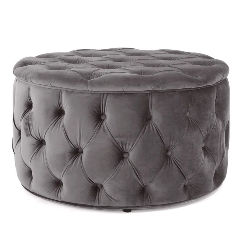 Koehn 29.5" Wide Tufted round Cocktail Ottoman Plush Comfort Versatile Design Durable Build Stylish Aesthetics