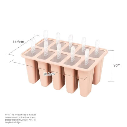Popsicle Molds Silicone 10 Cavity Popsicle Trays Freezer,Homemade Ice Cream Molds,Large Ice Pop Maker,Reusable Ice Lolly Mould