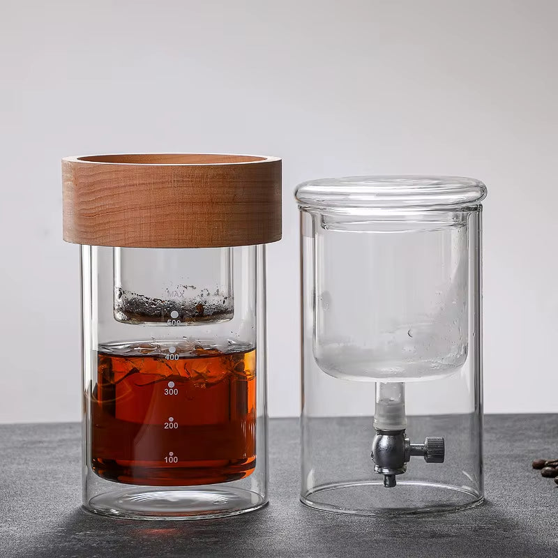 Glass Cold Brew Coffee Maker Glass Coffee Set Double Ice Drop Coffee Maker Hand Brew Coffee Maker Coffee Tools