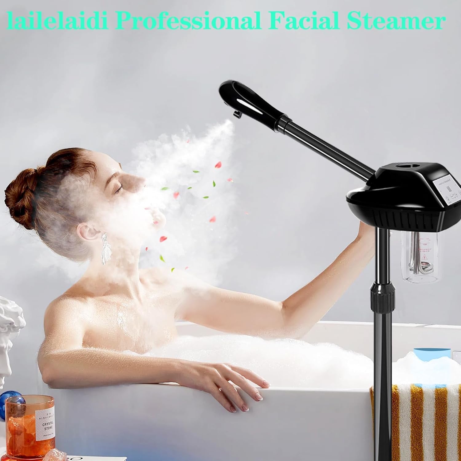 Professional Facial Steamer, Facial Steamer on Wheels with Timer Function, Ozone Face Steamer for Spa, Salon and at Home Use