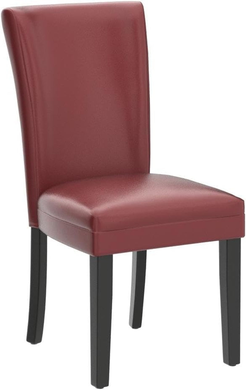 Upholstered Parsons Dining Chairs, Faux Leather Dining Room Kitchen Side Chair with Solid Wood Legs for Living Room Bedroom Outdoor Lounge Guest Cafe
