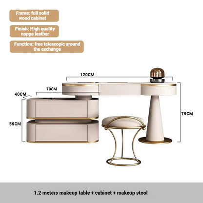 Aesthetic Storage Dresser Luxury Desing Led Light Mirror Kawaii Dressing Table White Aesthetic Comoda Pra Quarto Salon Furniture