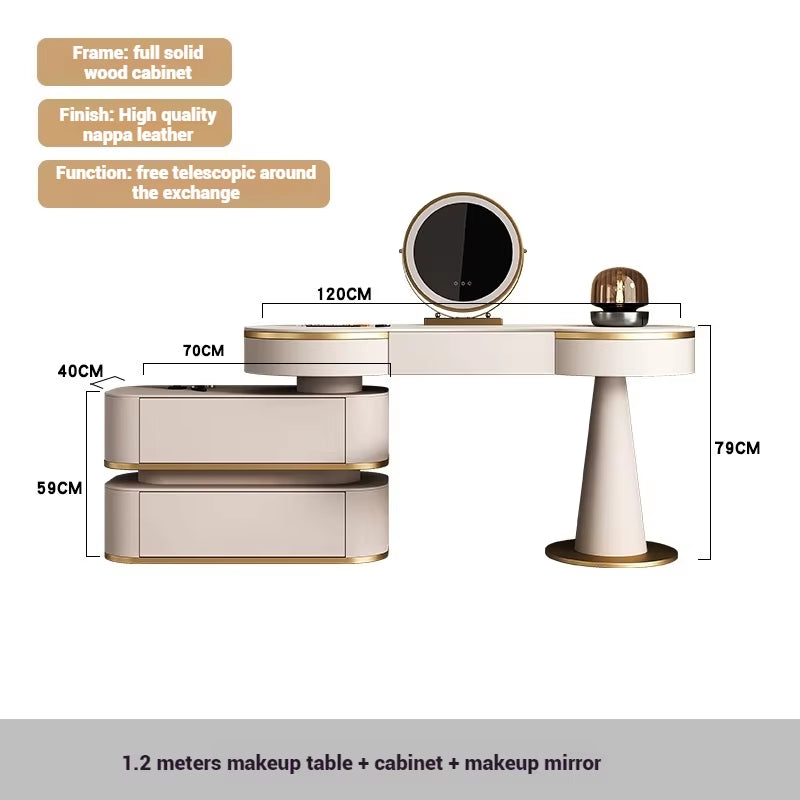 Aesthetic Storage Dresser Luxury Desing Led Light Mirror Kawaii Dressing Table White Aesthetic Comoda Pra Quarto Salon Furniture