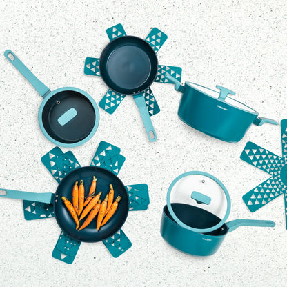 Eden 12 Piece Cookware Set Non-Stick - Peacock Blue