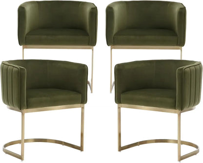 Dining Chairs Set of 4, Velvet with Metal Frame Comfy Upholstered Side Barrel Chairs, Kitchen Chairs Set