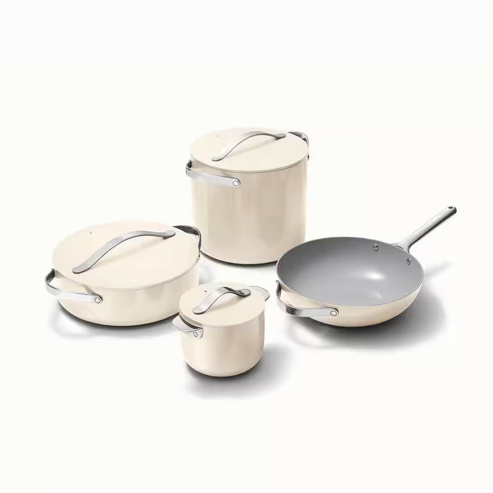 Cookware+ 8-Piece Ceramic Nonstick Cookware Set in Cream