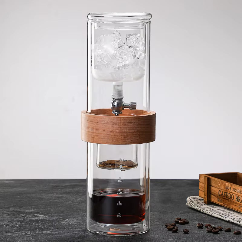 Glass Cold Brew Coffee Maker Glass Coffee Set Double Ice Drop Coffee Maker Hand Brew Coffee Maker Coffee Tools