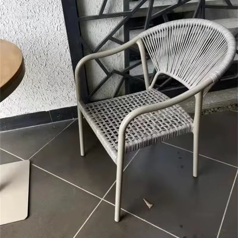 Courtyard Outdoor Garden Chairs Leisure Dining Chair Aluminum Alloy Rope Chairs Villa Garden Waterproof Sunscreen Outdoor Chairs