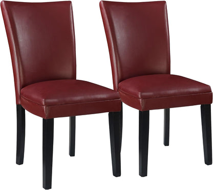 Upholstered Parsons Dining Chairs, Faux Leather Dining Room Kitchen Side Chair with Solid Wood Legs for Living Room Bedroom Outdoor Lounge Guest Cafe