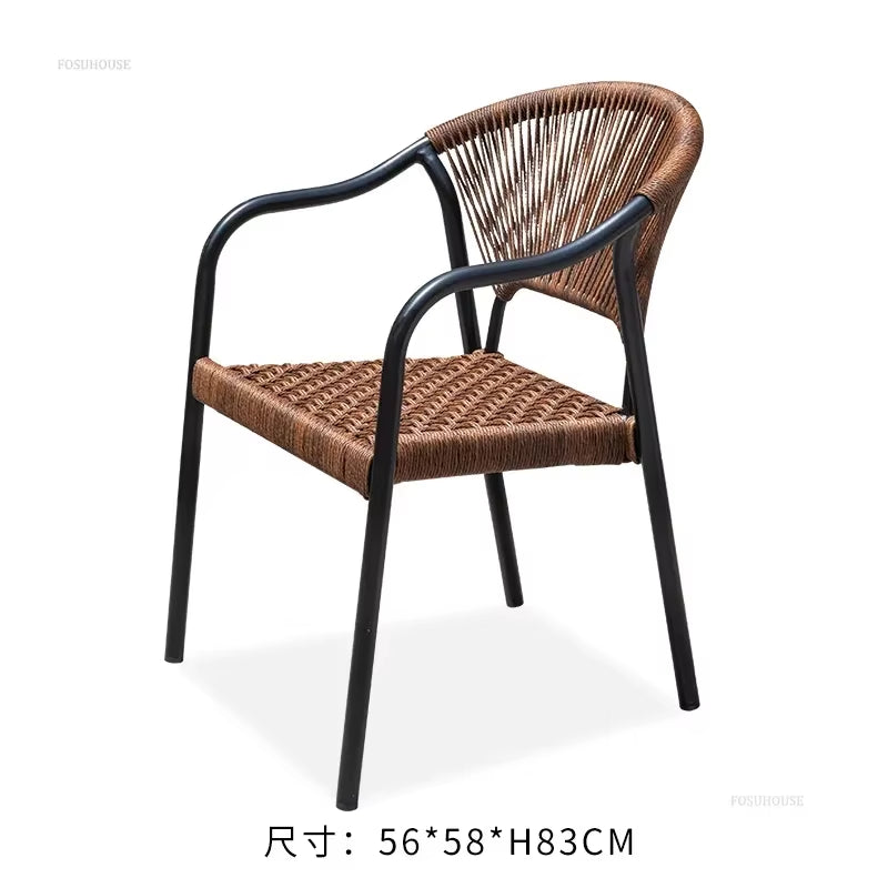 Courtyard Outdoor Garden Chairs Leisure Dining Chair Aluminum Alloy Rope Chairs Villa Garden Waterproof Sunscreen Outdoor Chairs