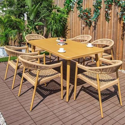 Courtyard Outdoor Garden Chairs Leisure Dining Chair Aluminum Alloy Rope Chairs Villa Garden Waterproof Sunscreen Outdoor Chairs