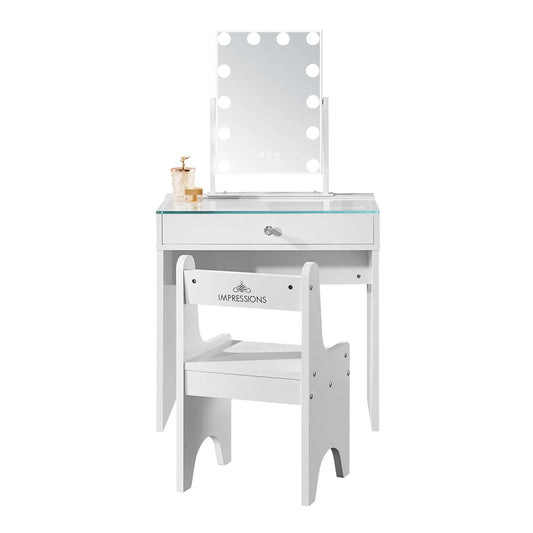 Impressions Vanity Slaystation Little Princess Vanity Set, Vanity Table with Mirror & Chair (White)